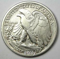 1916-D Walking Liberty Half Dollar 50C Coin VF Details Rare Date