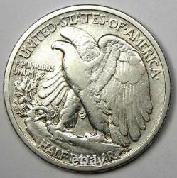 1916-D Walking Liberty Half Dollar 50C Coin VF Details Rare Date