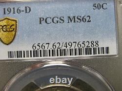 1916-D Walking Liberty Half Dollar Silver - PCGS MS-62 Graded Coin - #795B
