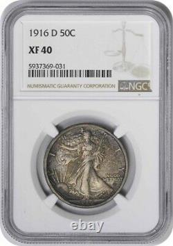 1916-D Walking Liberty Silver Half Dollar EF40 NGC