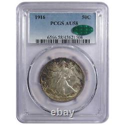 1916 Liberty Walking Half Dollar AU 58 PCGS CAC 90% Silver 50c US Coin