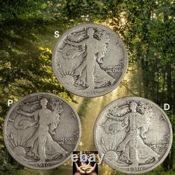 1916 PDS Walking Liberty Half Dollars 50c 1st Year Lot Of 3 Key Dates Rare