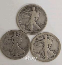 1916 PDS Walking Liberty Half Dollars 50c 1st Year Lot Of 3 Key Dates Rare