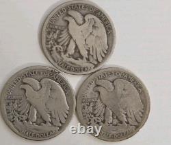 1916 PDS Walking Liberty Half Dollars 50c 1st Year Lot Of 3 Key Dates Rare