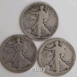 1916 PDS Walking Liberty Half Dollars 50c 1st Year Lot Of 3 Key Dates Rare