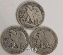 1916 PDS Walking Liberty Half Dollars 50c 1st Year Lot Of 3 Key Dates Rare