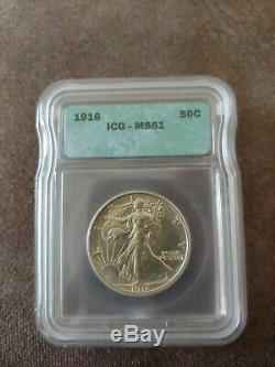1916 P Silver Walking Liberty Half Dollar