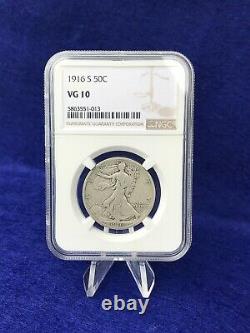 1916-S WALKING LIBERTY HALF DOLLAR 50c Semi-Key Walker NGC VG 10 VERY GOOD