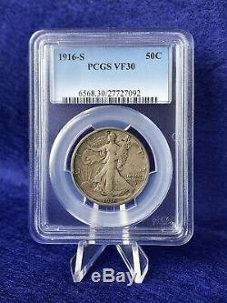 1916-S WALKING LIBERTY HALF DOLLAR 50c Semi-Key Walker PCGS VF 30 VERY FINE