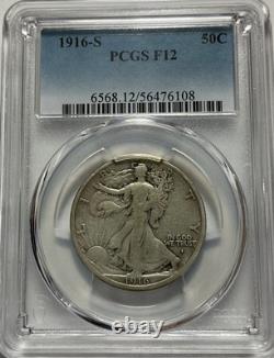 1916-S Walking Liberty Silver Half Dollar F12 PCGS