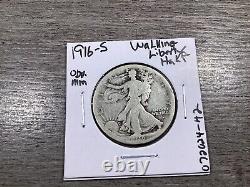 1916-S Walking Liberty Silver Half-Dollar-Mint Mark on Obverse-072024-42