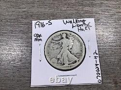 1916-S Walking Liberty Silver Half-Dollar-Mint Mark on Obverse-072024-42