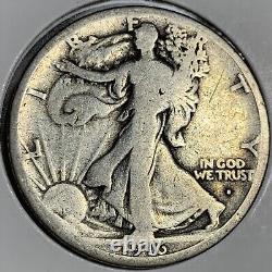 1916-S Walking Liberty Silver Half Dollar Nice VG Tough Date