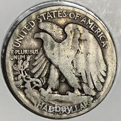 1916-S Walking Liberty Silver Half Dollar Nice VG Tough Date