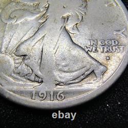 1916-S Walking Liberty Silver Half Dollar -Obv Mint Mark G-VG San Francisco