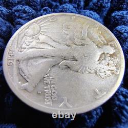 1916-S Walking Liberty Silver Half Dollar -Obv Mint Mark G-VG San Francisco