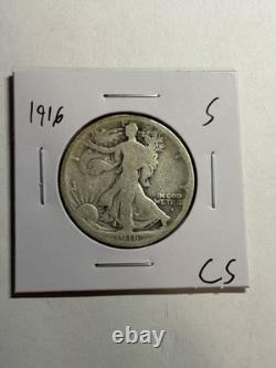 1916 S Walking Liberty Silver Half Dollar US Mint San Francisco Key Date VG