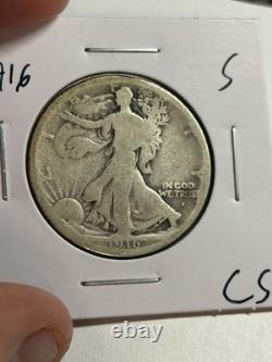 1916 S Walking Liberty Silver Half Dollar US Mint San Francisco Key Date VG