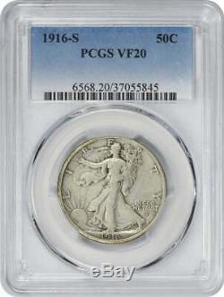 1916-S Walking Liberty Silver Half Dollar, VF20, PCGS