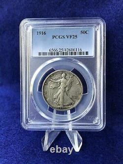 1916 WALKING LIBERTY HALF DOLLAR 50c Semi-Key PCGS VF25 VERY FINE