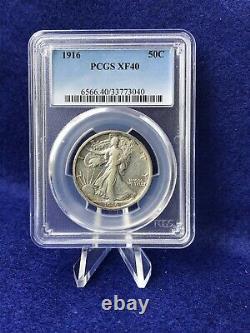 1916 WALKING LIBERTY HALF DOLLAR 50c Semi-Key PCGS XF40 EXTREMELY FINE