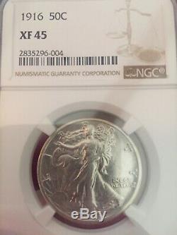 1916 Walking Liberty Silver 50C Key Date Coin NGC XF 45