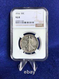 1916 Walking Liberty Silver Half Dollar 50c Semi-Key Coin NGC VG8 Very Good