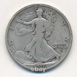 1916-d Liberty Walking Silver Half Dollar Nicely Circulated Ships Free! Inv2