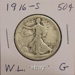 1916-s Silver Walking Lib. Half Dollar -g Good