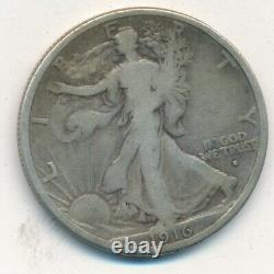 1916-s Walking Liberty Silver Half Dollar-key Date! Nice Circulated-ships Free