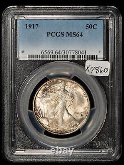 1917 50c Walking Liberty Silver Half Dollar Nice Luster PCGS MS 64 X4860