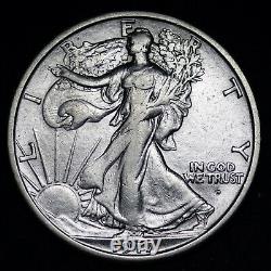 1917-D OBV Walking Liberty Silver Half Dollar CHOICE AU+ FREE P/H E385 WNMS