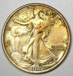 1917-D Walking Liberty Half Dollar 50C Reverse Mintmark XF Details Rare Date