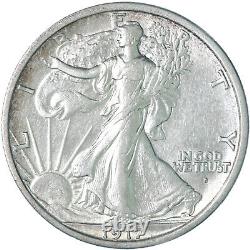 1917 D Walking Liberty Half Dollar 90% Silver Obverse AU Cleaned See Pics E490