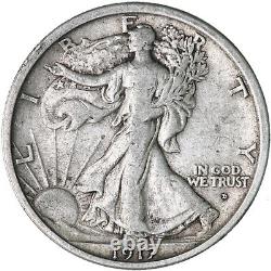 1917 D Walking Liberty Half Dollar 90% Silver Obverse MM Fine FN+ See Pics G109