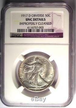 1917-D Walking Liberty Half Dollar Obverse 50C. NGC Uncirculated Detail (UNC MS)