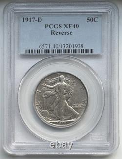 1917-D Walking Liberty Half Dollar Reverse Mintmark PCGS XF40