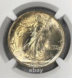 1917 NGC MS64 Silver Walking Liberty Half Dollar 50c Lustrous Amber Toned Gem
