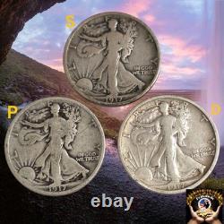 1917 PDS Walking Liberty Half Dollars, 50c Reverse Mint Marks? From Storage