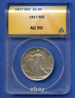1917 P ANACS AU50 Walking Liberty Half Dollar 50c US Mint Silver 1917-P AU-50
