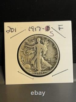 1917-S F (Fine) Walking Liberty Silver Half Dollar