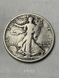 1917 S Obverse & 1917 P walking liberty half dollars (2 silver coins)