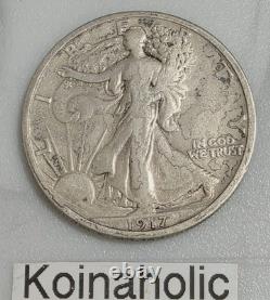 1917 S REVERSE/OBVERSE MM Walking Liberty Half Dollar, RARE Semi-key Date