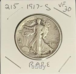 1917 S Rare Walking Liberty Silver Half Dollar Reverse