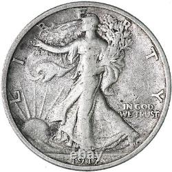 1917 S Walking Liberty Half Dollar 90% Silver Reverse MM Very Fine See Pics G103