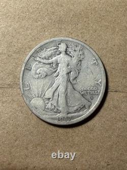 1917 S Walking Liberty Half Dollar Obverse Mintmark As Shown! (#2236)