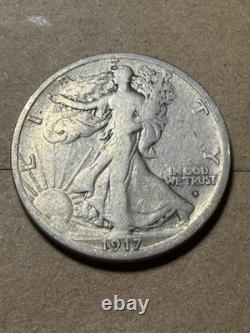 1917 S Walking Liberty Half Dollar Obverse Mintmark As Shown! (#2236)