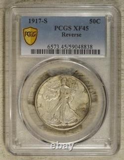 1917-S Walking Liberty Half Dollar, Reverse Mintmark, PCGS XF-45