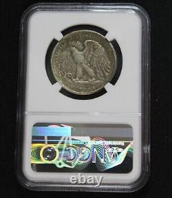 1917 Toned Silver Walking Liberty 50C Half Dollar Coin Graded NGC XF 45 Toning