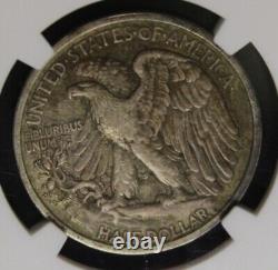 1917 Toned Silver Walking Liberty 50C Half Dollar Coin Graded NGC XF 45 Toning